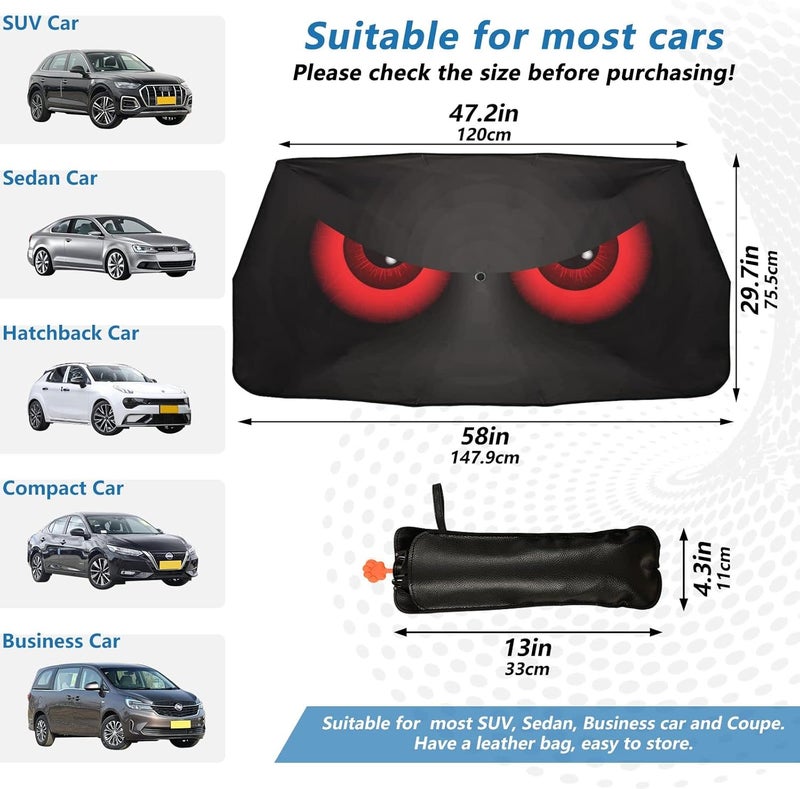 Dussdil Halloween Evil Red Eyes Car Windshield Sunshade Umbrella - Image 3