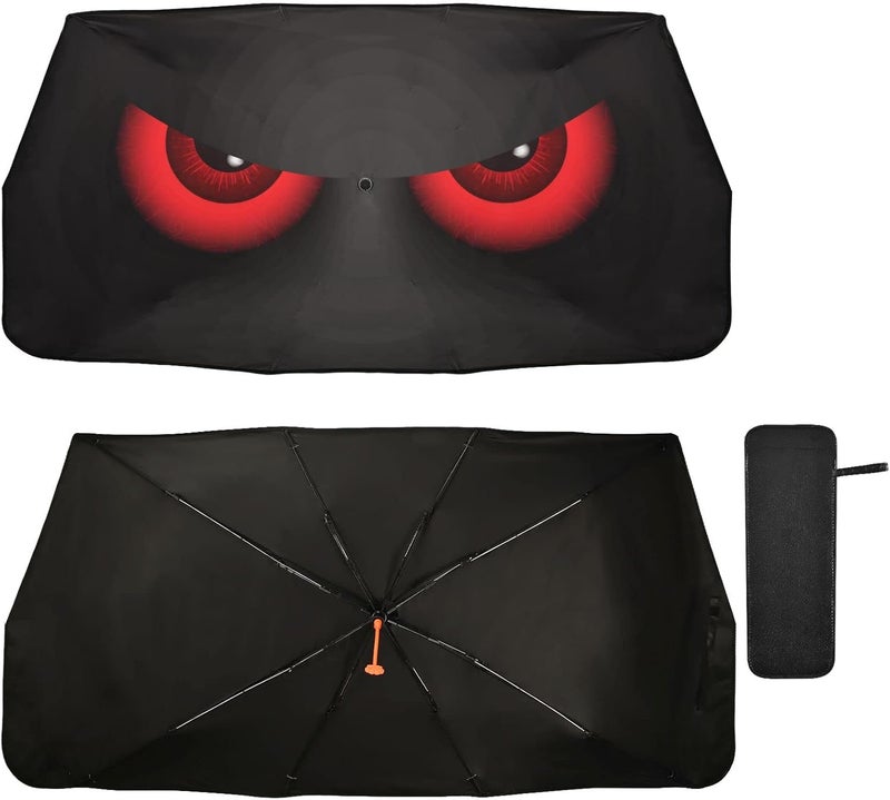 Dussdil Halloween Evil Red Eyes Car Windshield Sunshade Umbrella - Image 1