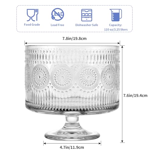 MOLIGOU Glass Trifle Bowl, 110 oz Trifle Bowl with Pedestal, Trifle Serving Dish for Layered Dessert, Fruit, Salad - Image 3
