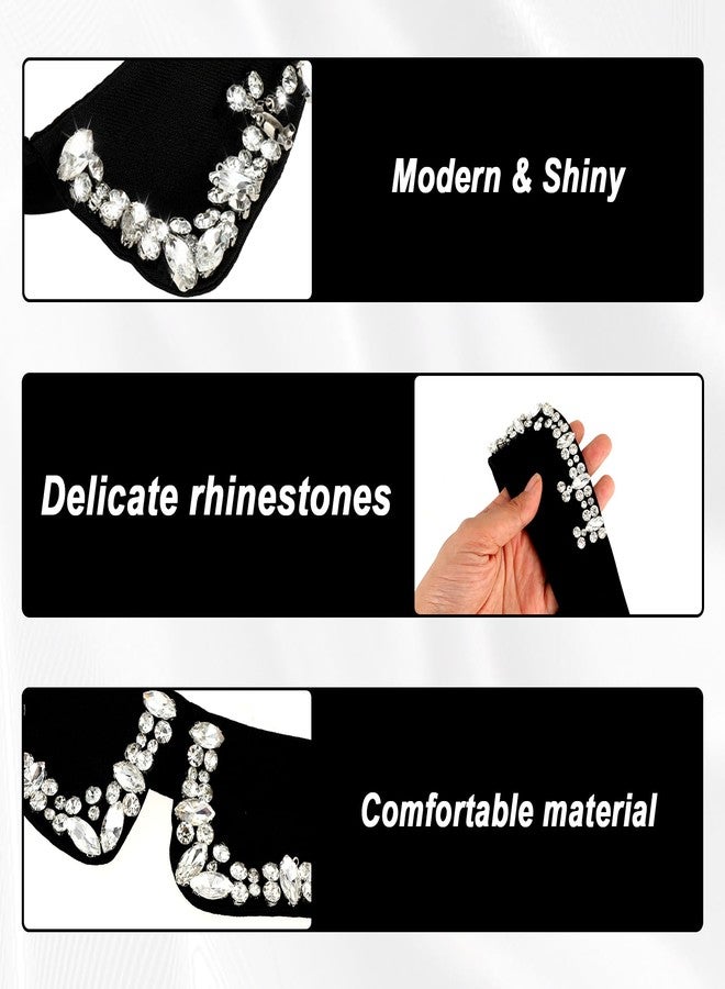 EupHHonycs 2 PCS Rhinestone Fake Collar Faux Collar Women Detachable Fake Collar Dickey Collar Shirt Collar Inserts for Women Faux Collar Shirt Fake Collar Womens White Black Classic Style Collar - Image 3