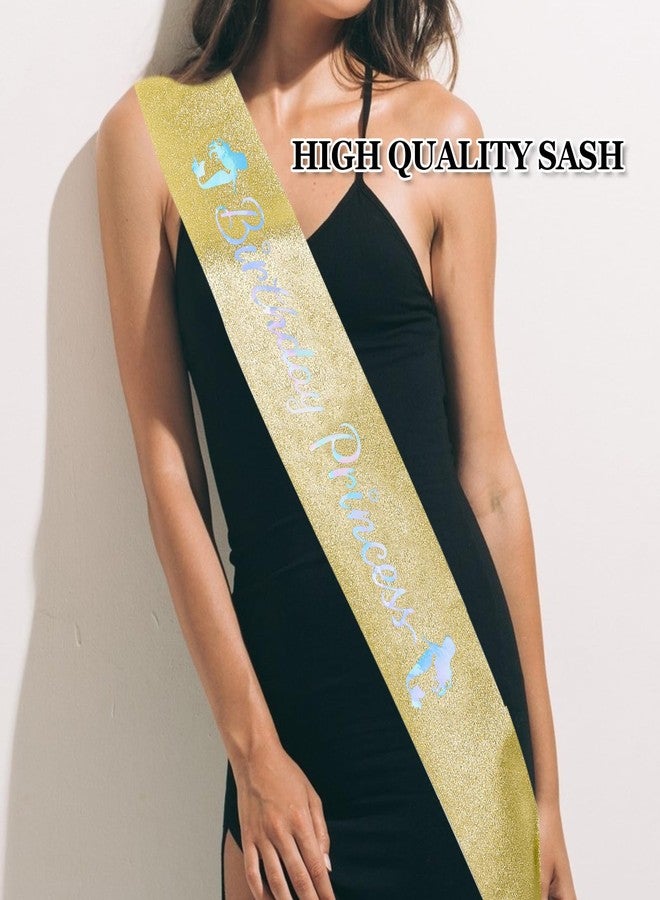 ACO-UINT Birthday Crown and Sash for Women, Gold Birth Day Princess Crown Headband Sash, Girl Crown Tiara Birthday Decorations Gifts - Image 4
