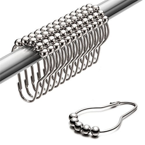 Uigos Shower Curtain Hooks Rings, Rust-Resistant for Bathroom Shower Rods Shower Hooks - Set of 12, Chrome - Image 1