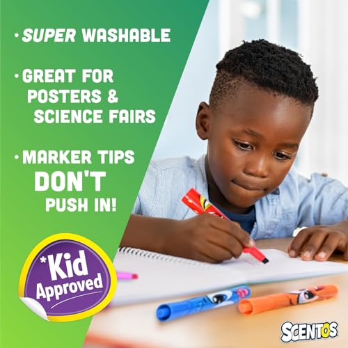 Scentos Fruit Scented Chisel Tip Markers, 24 Pack, Kid Approved, Super Washable, for Posters and Science Fairs, Assorted Colors - Image 3