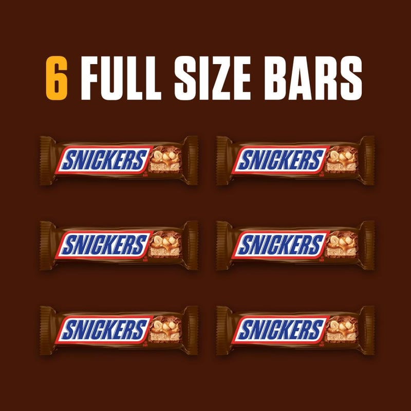 SNICKERS NFL Football Full Size Chocolate Candy Bars, Caramel Chocolate for Parties, Tailgating, or Game Day Snacks, 11.16 oz Bag (Pack of 6) - Image 2