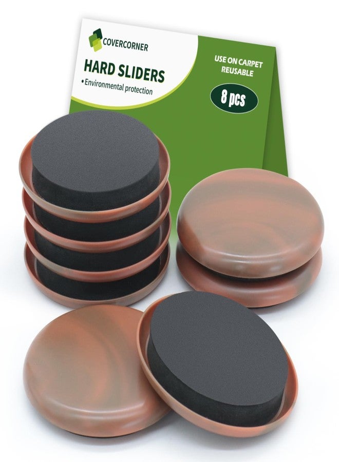 COVERCORNER Furniture Sliders for Carpet 8 PCS - 2 1/2 inch Furniture Moving Slider Chair Legs Floors Protectors Furniture Movers Sliders - Move Your Furniture Easy & Safely(for Carpet) Brown Coffee - Image 1