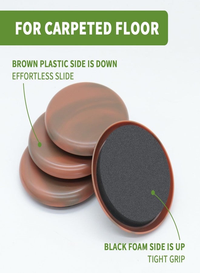 COVERCORNER Furniture Sliders for Carpet 8 PCS - 2 1/2 inch Furniture Moving Slider Chair Legs Floors Protectors Furniture Movers Sliders - Move Your Furniture Easy & Safely(for Carpet) Brown Coffee - Image 2