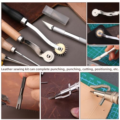 Yizzvb Stitching Pony, Leather Stitching Pony Clamp-Table Desktop Pony Horse Clamp with Sewing Needles, DIY Stitching Clamp, 96 PCS Leathercraft Repair Tools with Awl for DIY Leather Hand Stitching - Image 5