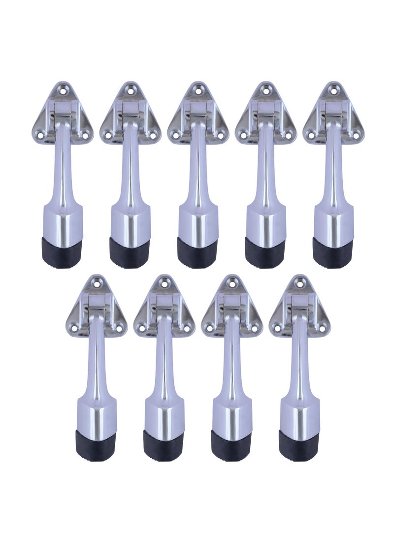 MALAIKAH Malaikah Triangle Chrome Plating Heavy Duty Gate Stopper for The Door with Rubber Grip 5Inch Long Door Stopper for Wooden Door Door Mounted Pack of 9  - Image 1