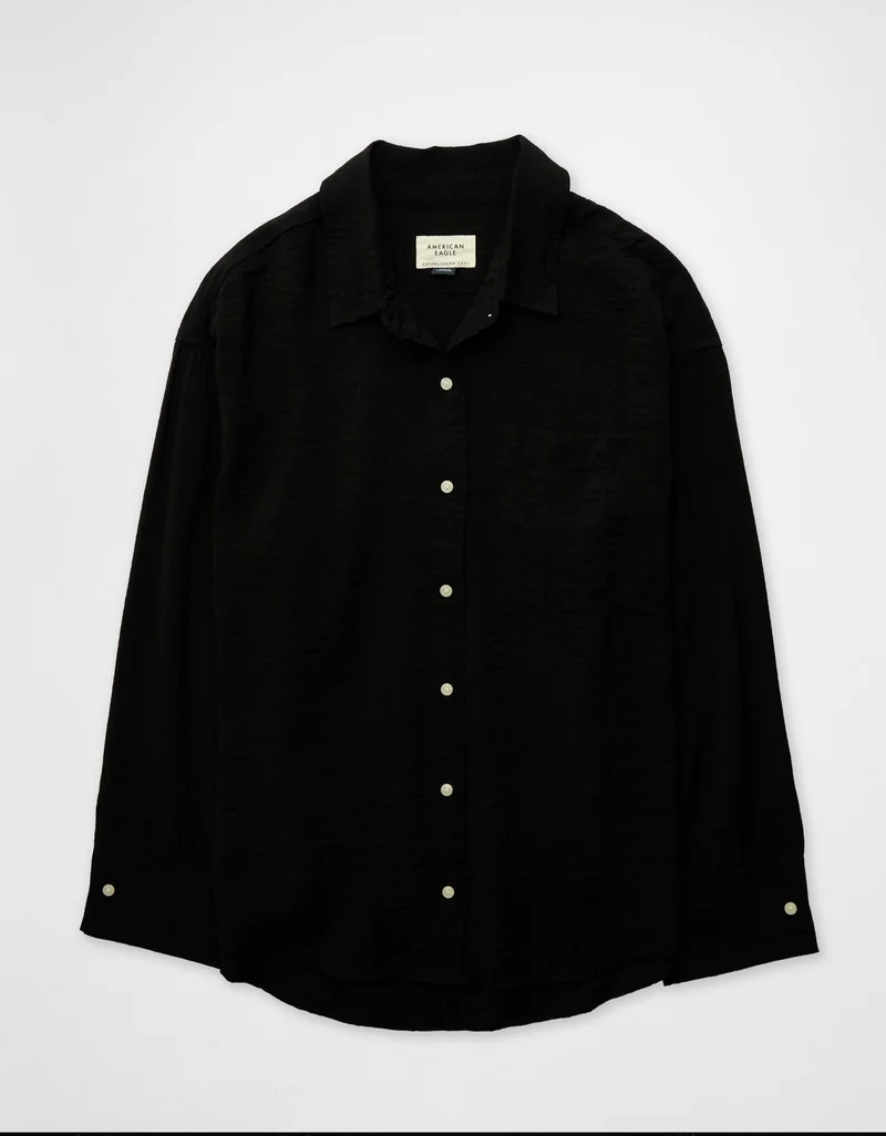 American Eagle  AE Oversized Tux Cuff Button-Up Shirt for Women | Best Price UAE