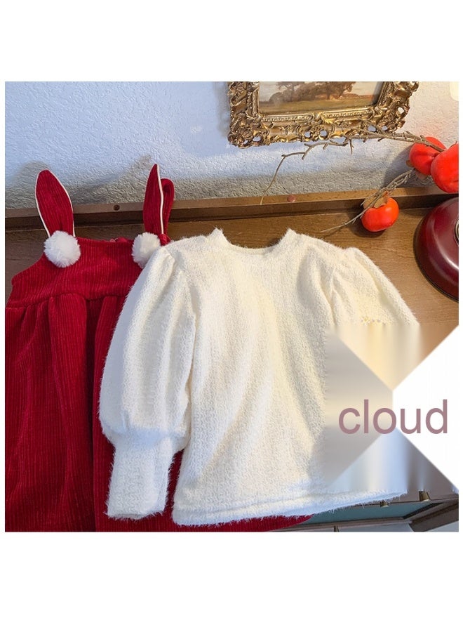 Girls Princess Red Dress Autumn Winter Christmas Children Suit Thickened Velvet Lined Dresses Baby 2 Piece Set Shirt + Sundress - Image 5