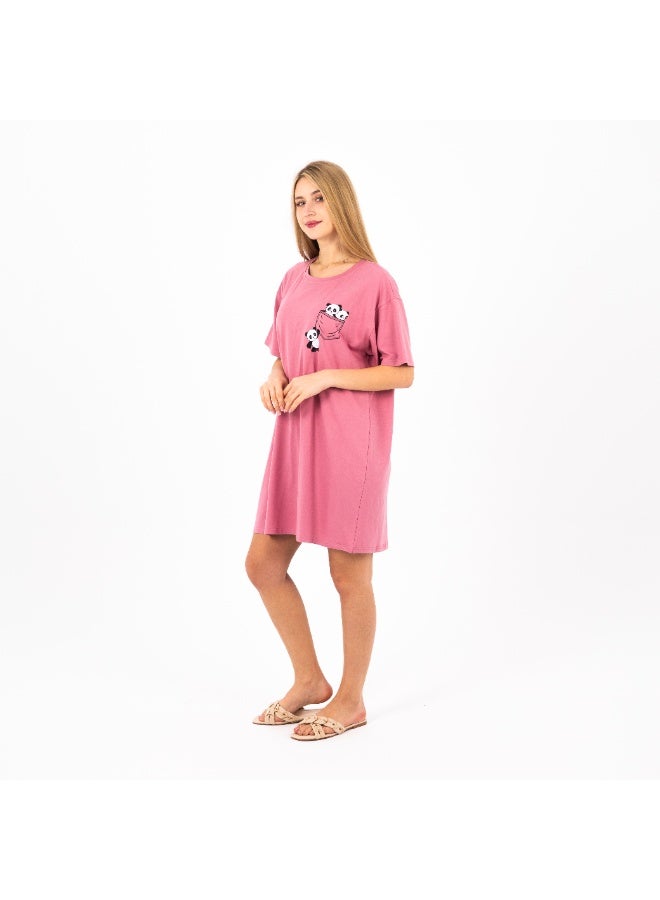 zecotex  Women's Cotton Nightdress with Cute Panda Print – Short Sleeves – Casual & Comfy Sleepwear  - Image 2