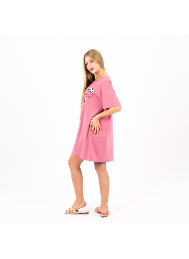 zecotex  Women's Cotton Nightdress with Cute Panda Print – Short Sleeves – Casual & Comfy Sleepwear  - Image 4
