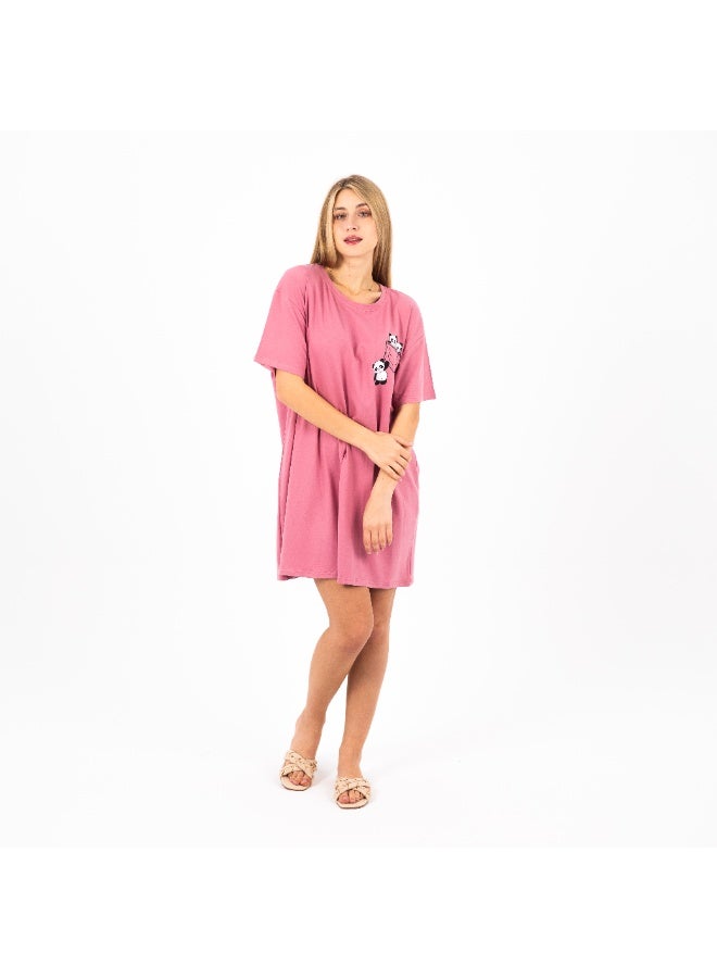 zecotex  Women's Cotton Nightdress with Cute Panda Print – Short Sleeves – Casual & Comfy Sleepwear  - Image 5