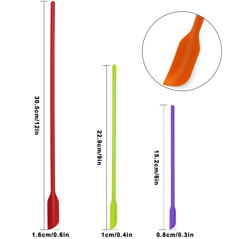 SUMERSHA 4pcs Mini Silicone Spatula Set, 3 Size Makeup Spatula Small Rubber Spatula for Thin Jar Skinny Openings Bottles, Tiny Scraper for Kitchen and Cosmetic, Multipurpose Scraping Mixing Tools (Mix colors) - Image 3