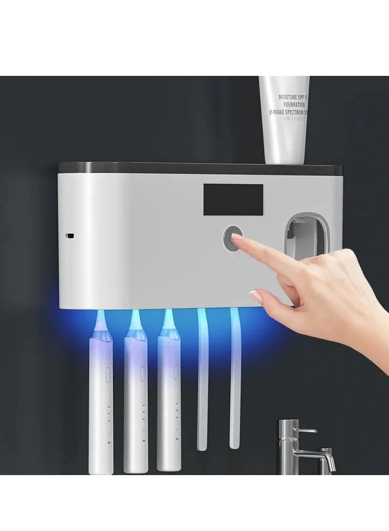Intelligent UV Toothbrush Holder Household Toothbrush Sterilization And Disinfection Shelf Wall Mounted Toothpaste Extruder  - Image 4