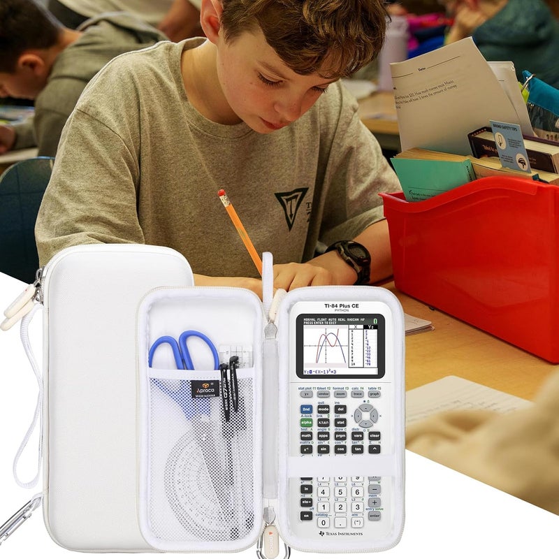 حافظة آلة حاسبة من Aproca متوافقة مع آلات حاسبة بيانية ملونة من Texas Instruments TI-84 Plus CE/TI-84 Plus/TI-83 Plus/TI-89 Titanium/TI-85/TI-86 - أبيض (الحافظة فقط) - Image 5