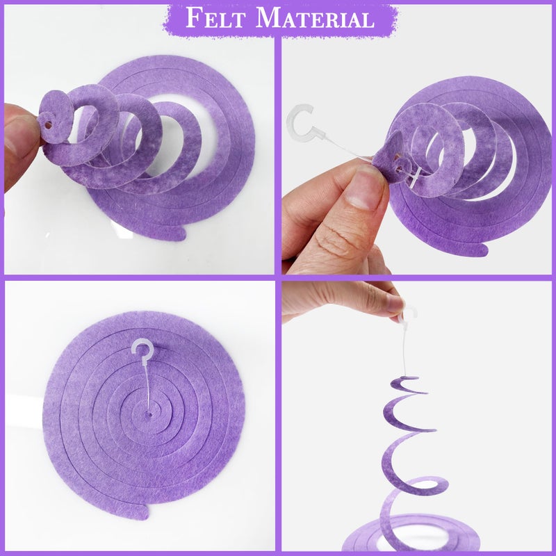 pinkblume 36Pcs Purple Hanging Swirl Decorations Ombre Purple Felt Swirl Streamer Spiral Ceiling Garland for Lavender Lilac Violet Birthday Wedding Bachelorette Baby Shower Graduation Holiday Hen Party Supplies - Image 4