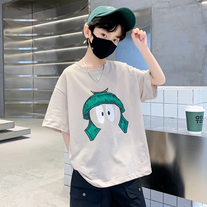 Boys' Pure Cotton Short-Sleeved T-Shirt Summer Wear 2026 New Style Kidsren'S Summer Style Boys' Sports Tops Trendy - Image 1