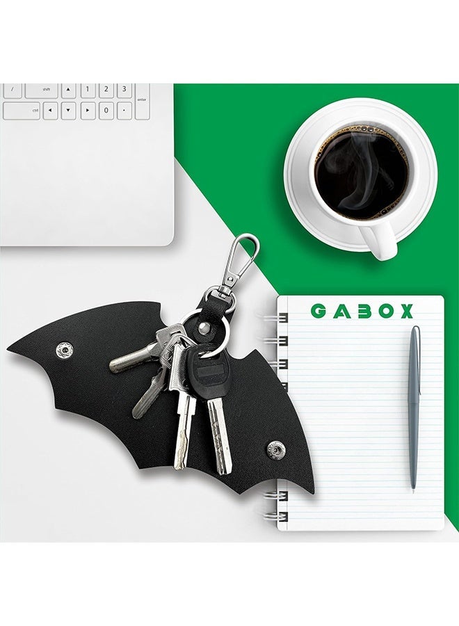 2 Pcs Anti-loss Leather Car Keychain, Car Key Fobs Kit Creative Car Keyring, Key Rings for Car Keys Bat Shaped, Fashion Keychain Accessories, Key Organizer for Women Men Black&Red - Image 5