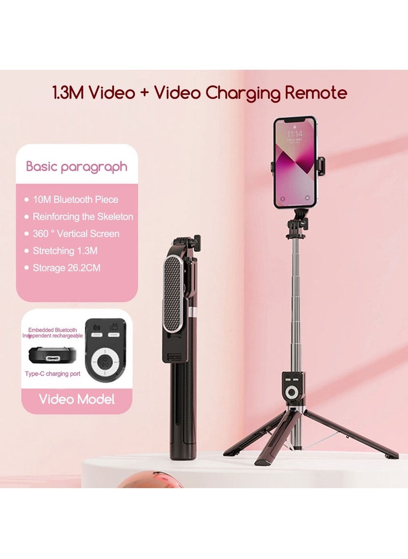 Generic - Extendable Selfie Stick with Remote, Black, 1.3 Meters - Image 1