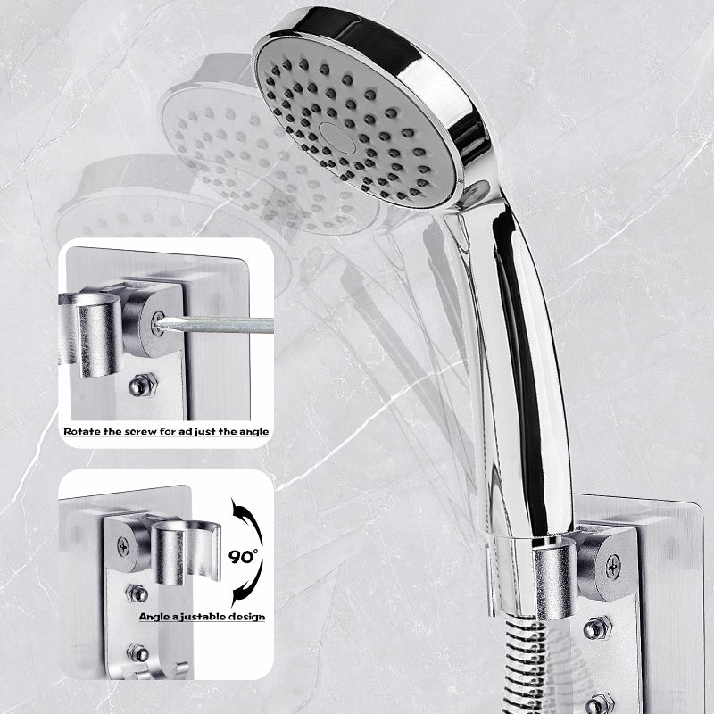 Extrapins Shower Head Holder, Adjustable Wand Holder with 2 Hanger Hooks, Wall Mount Bracket, Aluminium Alloy, Silver - Image 3