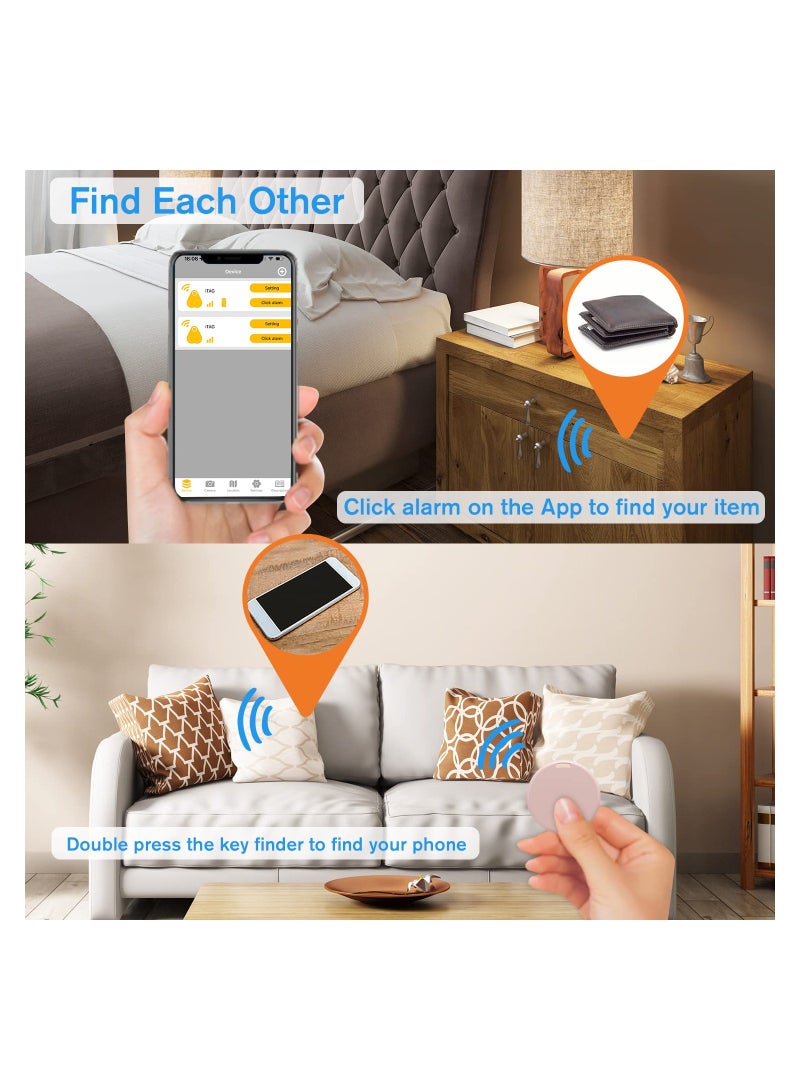 SYOSI 2 Pack Bluetooth Key Finder Locator, Mini Anti Lost Item Finder Tag Key Tracker Alarm For Pet, Key, Wallet, Luggage, Compatible With Ios And Android, Incl Silicone Protective Cases (White and Pink) - Image 3