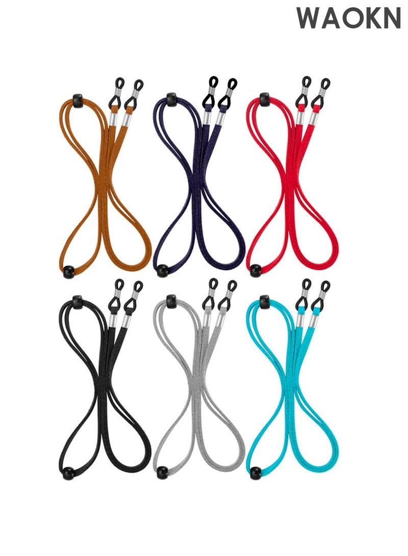 دبليو أيه أو كي أن حزام النظارات، 6 قطع من سلاسل حامل النظارات الفاخرة، حامل نظارات متعدد الألوان للنساء والرجال والأطفال، حبل مضاد للضياع، قماش مخملي مضاد للجلد، حبل تعليق النظارات، تمديد الحبل قابل للتعديل، مغلف بشكل فردي. - Image 1
