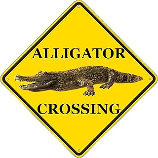 Rogue River Tactical Rogue River Tactical Funny Metal Warning Alligator Crossing XING Tin Sign Wall DÃƒÂ©cor Man Cave Bar Gator Crocodile - Image 1