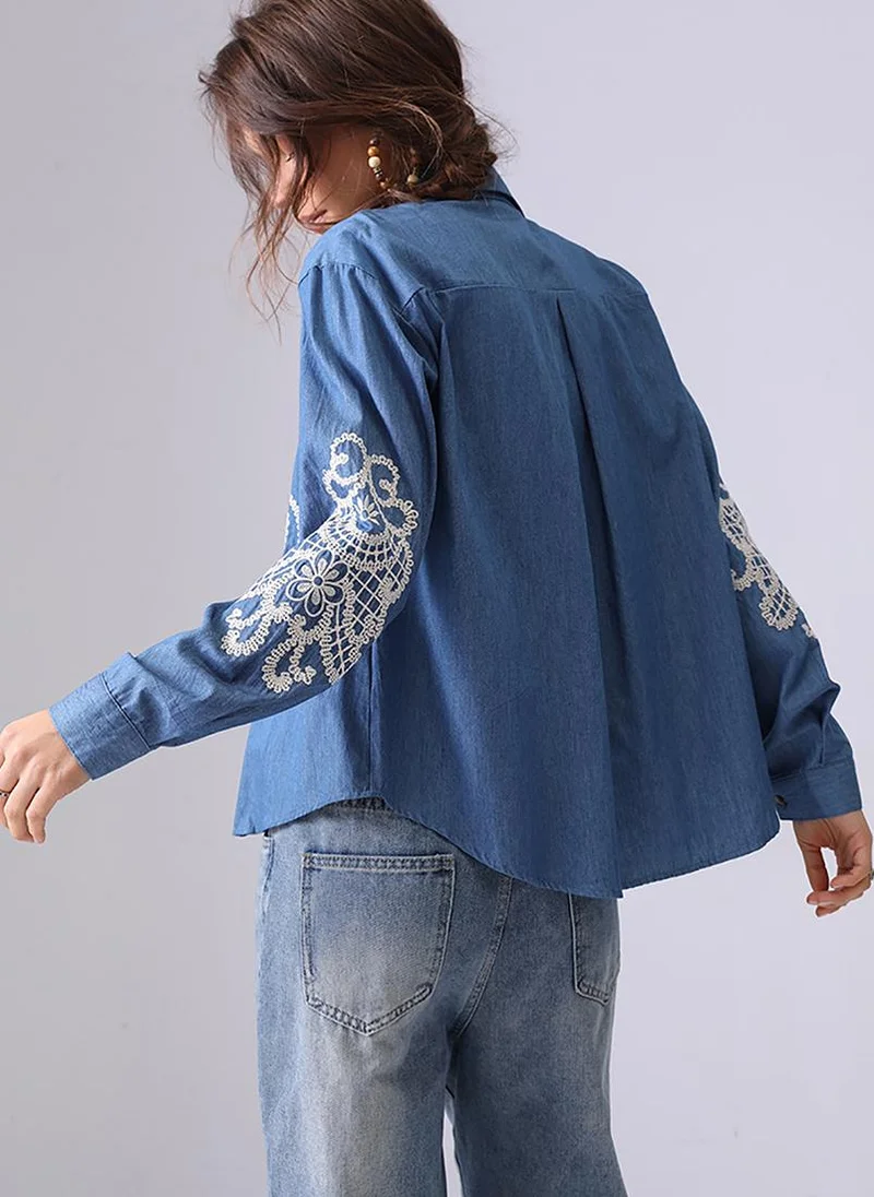 YUNIQEE Light Blue Spread Collar Regular Sleeves Regular Fit Shirt