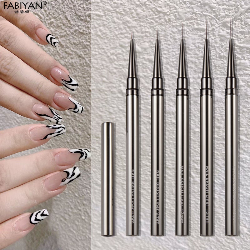 Metal Nail Art Brush Set – 5 Fine Hair Pull Wire Pens for Color Drawing - Image 3
