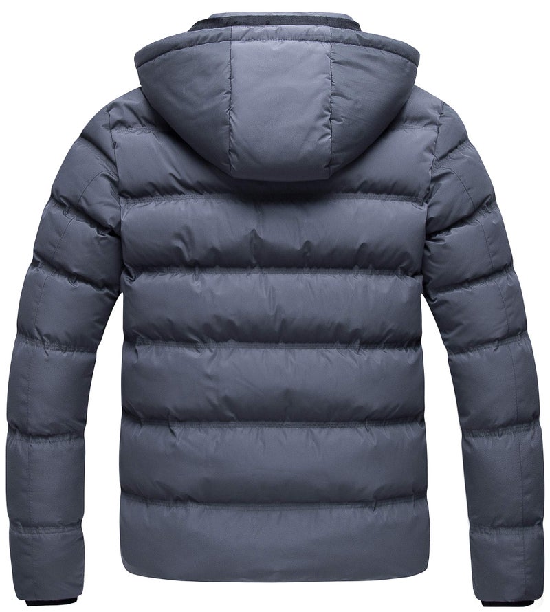 CREATMO US Men's Quilted Work Jacket Casual Warm Winter Cotton Padded Thick Outwear Insulated Puffer Coat For Travel Outdoor Hiking Grey L - Image 2