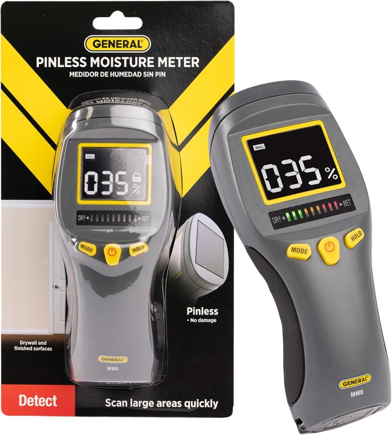 General Tools LCD Moisture Meter #MM8 - Leak and Humidity Detector - Pinless and Non-Invasive - Image 1