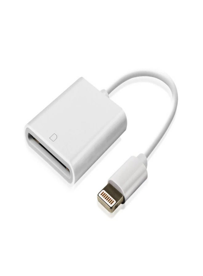 قارئ بطاقات SD ومحول Lightning لأجهزة iPhone - أبيض