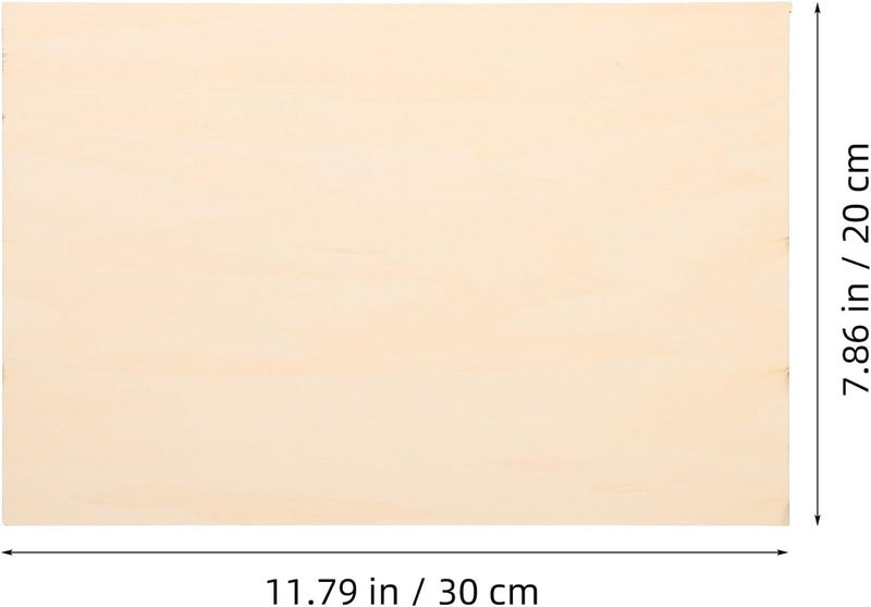 BESTonZON 6 قطع 30x20 سم ألواح خشب الباس الغير مكتملة مستطيلة لمشاريع الحرف اليدوية، الرسم DIY، والنقش، والقطع، ألواح خشبية بسمك 2 مم لفنون الأطفال والنجارة. - Image 2