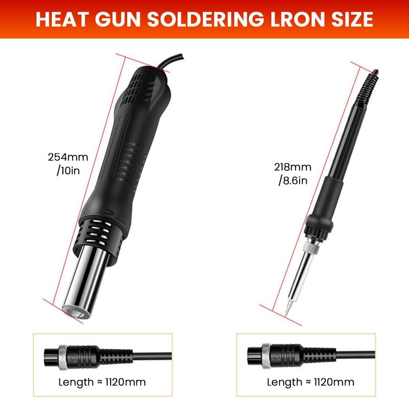 Serplex ® 2 في 1 مسدس هواء ساخن ومكواة لحام SMD مجموعة محطة إعادة العمل 700 واط/220 فولت محطة عمل مسدس هواء ساخن ومكواة لحام قابلة للتعديل مع شاشة LCD رقمية - Image 2