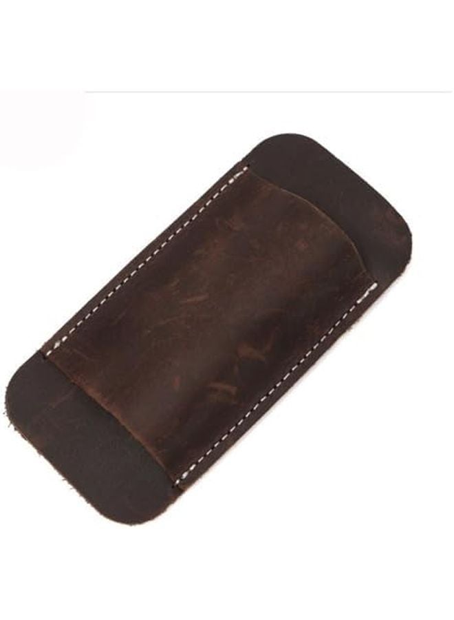 Dark Brown Leather Knife Sheath Horizontal Belt Carry Compact One Hand Access EDC Pocket Organizer - Image 1