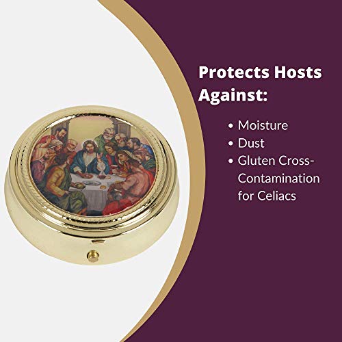 Autom Gold Toned Catholic Communion Chalice Eucharist Host Carrier Travelling Pyx - Image 2
