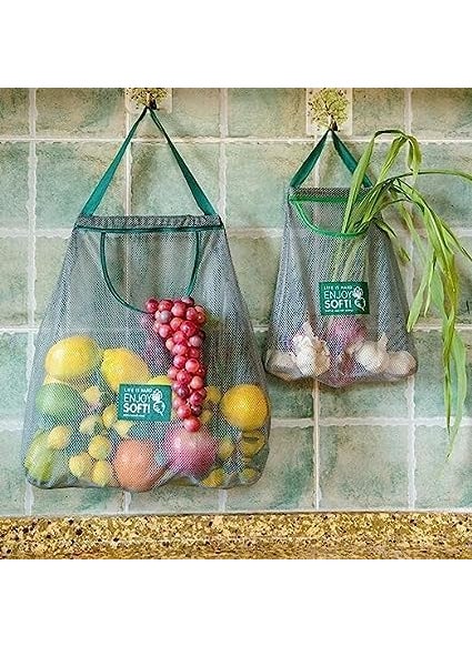 istore - Istore Reusable Mesh Bags for Fruit and Vegetable Hanging Storage, Kitchen Storage, Washable & Foldable Net Bags for Veggies Onion Garlic Green Pepper/Garbage Bag - Image 1
