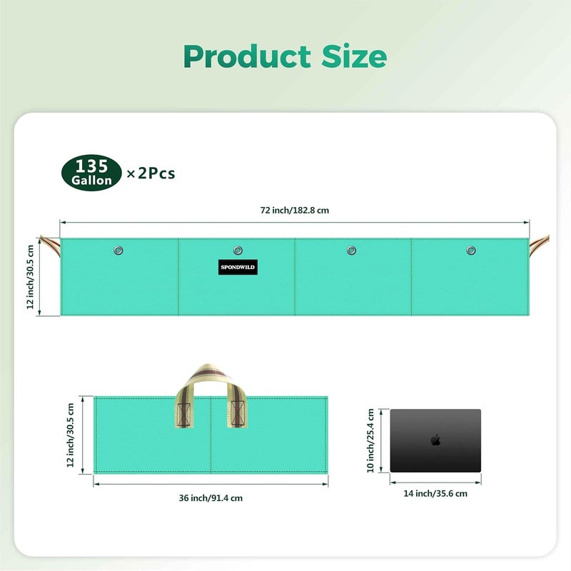 SPONDWILD 2 Pcs 135 Gallon PE Rectangle Plant Grow Bags, 6x3x1ft Large Raised Garden Bed Outdoor 8 Grids Planter Box Planting Container for Growing Tomatoes Potatoes Plants Flowers, Green - Image 2