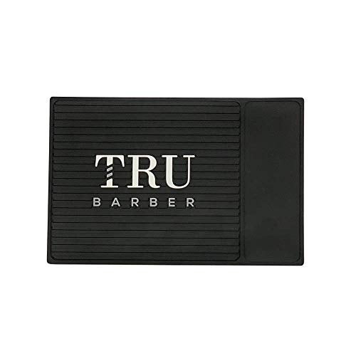 TRU BARBER ORGANIZER MAT 14”X 9” (BLACK/WHITE) Flexible PVC Station Mat, Salon and Barbershop work Station pads, Beauty salon tools hairstylist, Counter mat for clippers, Anti slip - Image 2