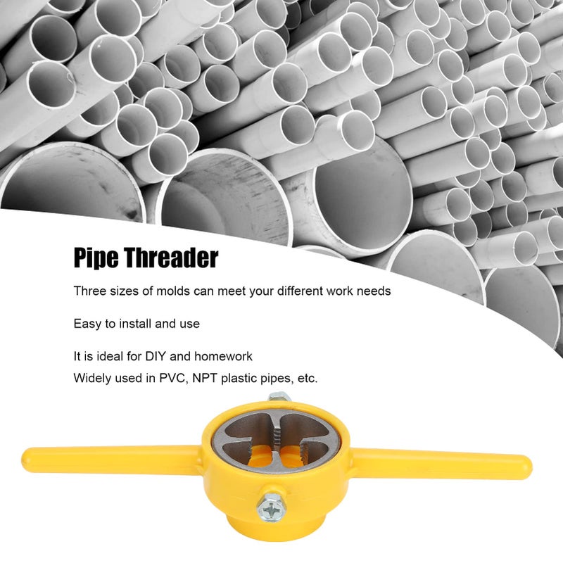 Manual Pipe Threader Kit 3 Dies Carbon Steel For PVC NPT Plastic Pipes DIY Plumbing - Image 3