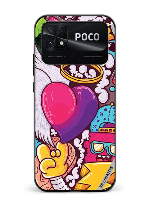 Protective Case Cover For Xiaomi Poco C40 Graphitti Design Multicolour
