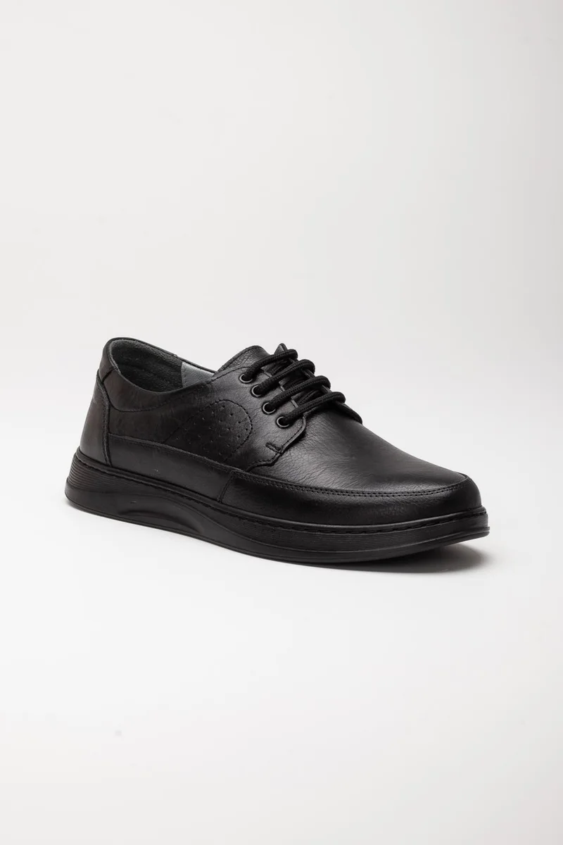 Dilimler Ayakkabı Lace-Up Flat Sole Black Men's Casual Shoes