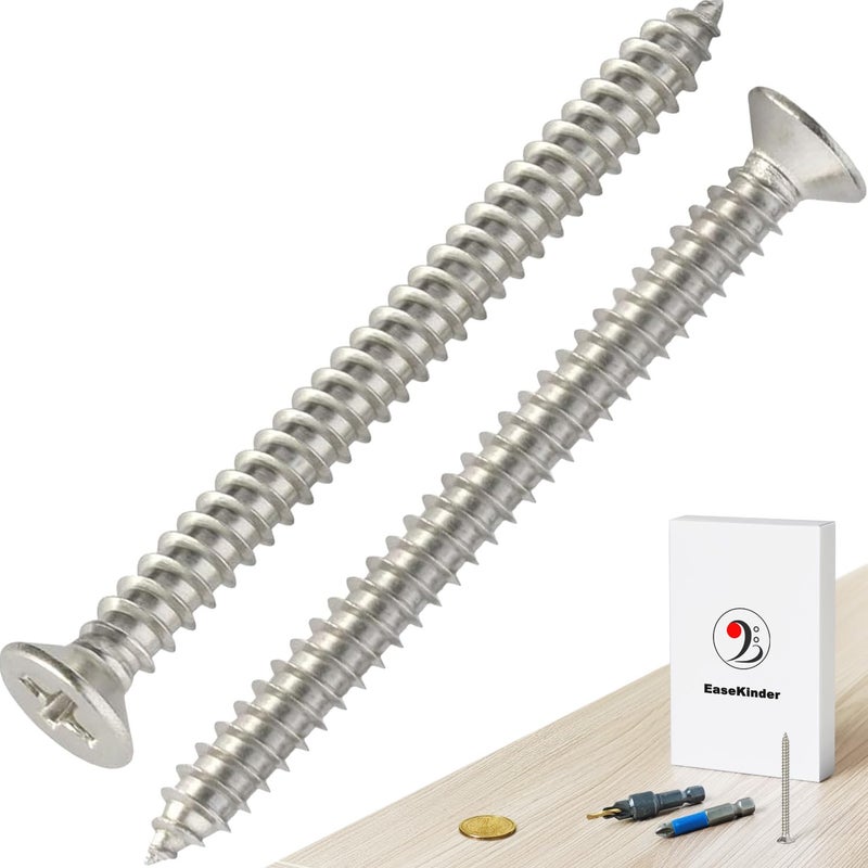 Kinder Wood Screws - 50PCS Flat Head Phillips Screws, 304 Stainless Steel Screw with Adjustable Wood Countersink Kit (#8 x 2) - Image 4