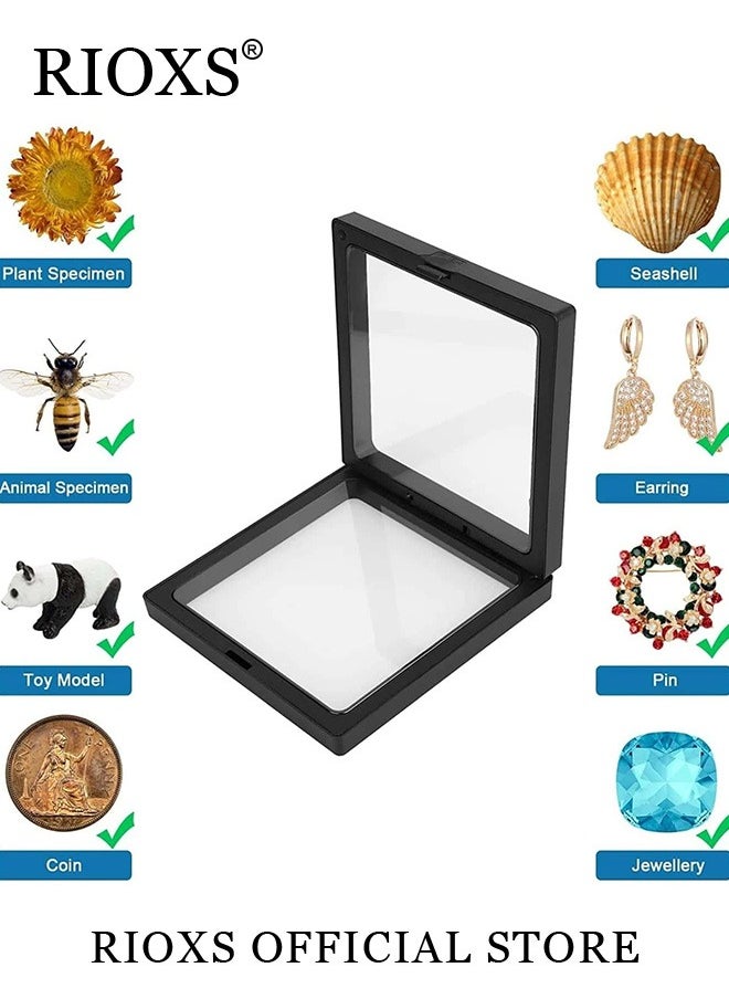 RIOXS - 10 Pcs Floating Suspended Display Boxes for Coins Gems Artefacts Jewellery Stand Holder Box with Bases - Image 1