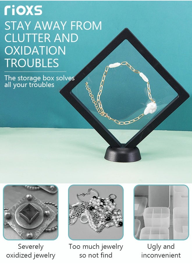 RIOXS - 10 Pcs Floating Suspended Display Boxes for Coins Gems Artefacts Jewellery Stand Holder Box with Bases - Image 1
