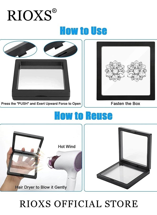 RIOXS - 10 Pcs Floating Suspended Display Boxes for Coins Gems Artefacts Jewellery Stand Holder Box with Bases - Image 1