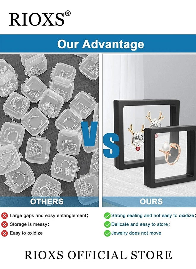RIOXS - 10 Pcs Floating Suspended Display Boxes for Coins Gems Artefacts Jewellery Stand Holder Box with Bases - Image 1