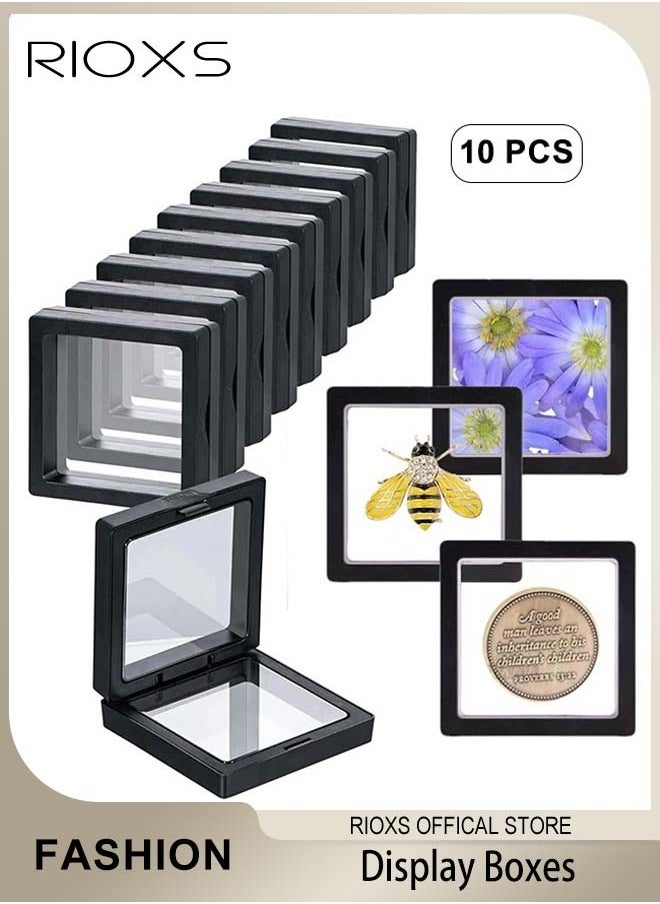 RIOXS - 10 Pcs Floating Suspended Display Boxes for Coins Gems Artefacts Jewellery Stand Holder Box with Bases - Image 1