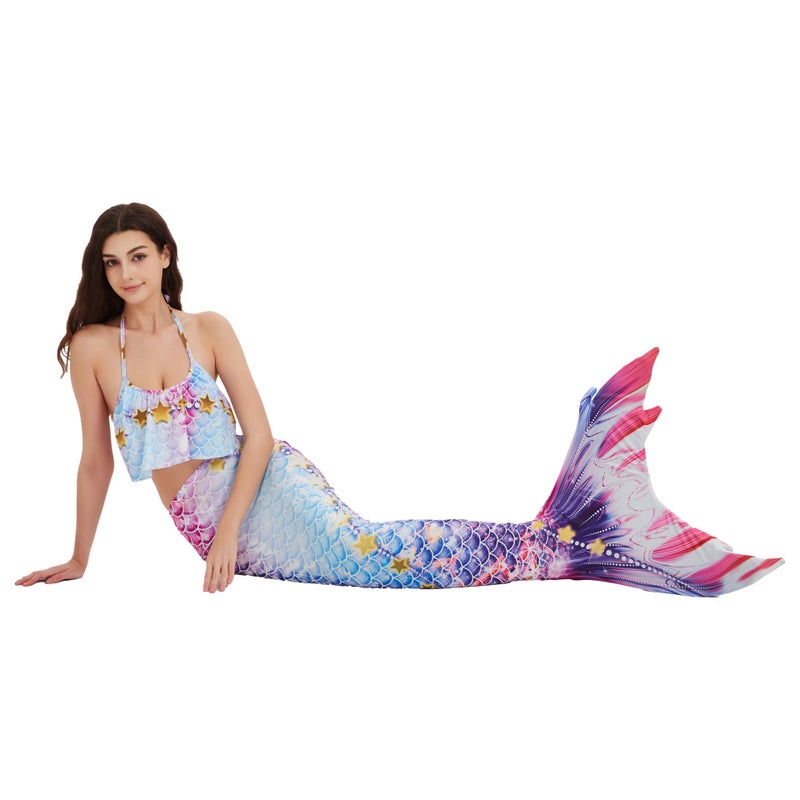 Loquat Popular New Summer Adult Mermaid Swimsuit Mermaid Tube Top Fish Tail Princess Dress Parent-Child Clothing - Image 3